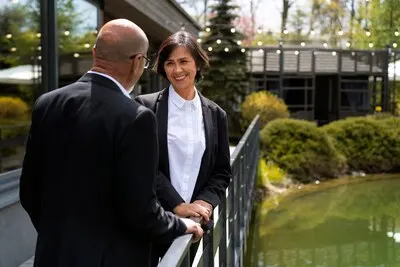 Couple having a date together at a luxurious restaurant