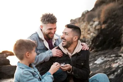 Medium shot happy lgbt family