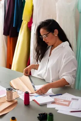 Medium shot brazilian woman working as clothing designer