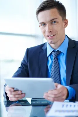 Businessman working with a tablet