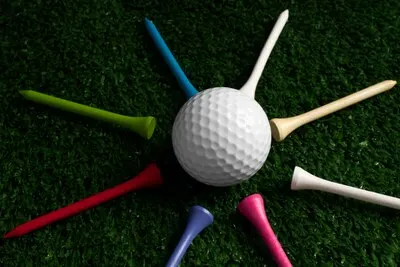 View of golf ball with tees