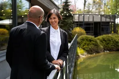 Couple having a date together at a luxurious restaurant