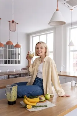 Young woman preparing her nutrition diet